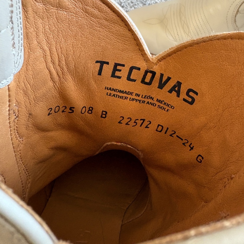 Tecovas Cream Western Ankle Boots - Pointed Toe, Stacked Heel - Picture 4 of 8